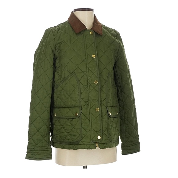 J. Crew green quilted jacket - Picture 1 of 4